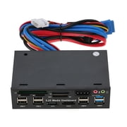 Multi-Function USB 3.0 Hub eSATA SATA Port Internal Card Reader PC Dashboard Media Front Panel Audio for SD MS CF TF M2 MMC Memory Cards Fits 5.25