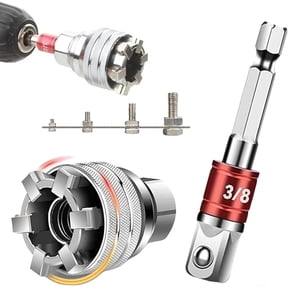 Multi-Function Universal Socket Wrench Tool - 10mm-19mm Adjustable Multi-Function Socket for 3/8" Drive Ratchet, Torque Wrench and Power Drill, Universal Socket Tool with Power Drill Adapter