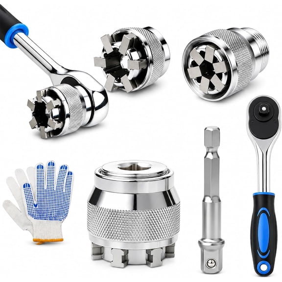 Multi-Function Universal Socket Wrench Tool, Self-Adjusting 3/8" Drive Socket Adapter for Damaged Nuts and Bolts, Compatible with Power Drills and Ratchet Wrenches for Home Repair