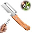 thumbnail image 1 of Multi-Function Vegetable Peeler with Wooden Handle, Stainless Steel Blade for Potato Pumpkin Carrot, , A Multifunctional Paring Knife with A Wooden Handle (Please Add A Box for 1 Yuan When Ordering), 1 of 9