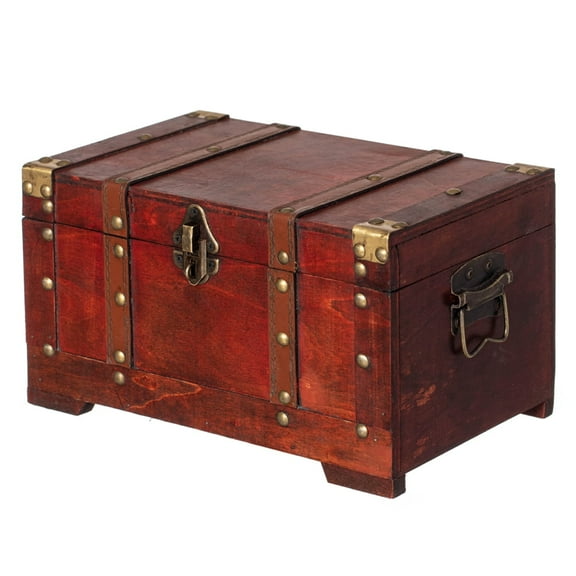 Multi-Function Vintage-Inspired Small Wooden Storage Box and Decorative Trunk  Ideal for Home Decor, Treasure Box, Jewelry Organizer and Storage - Perfect for Side Table and Entryway Decor