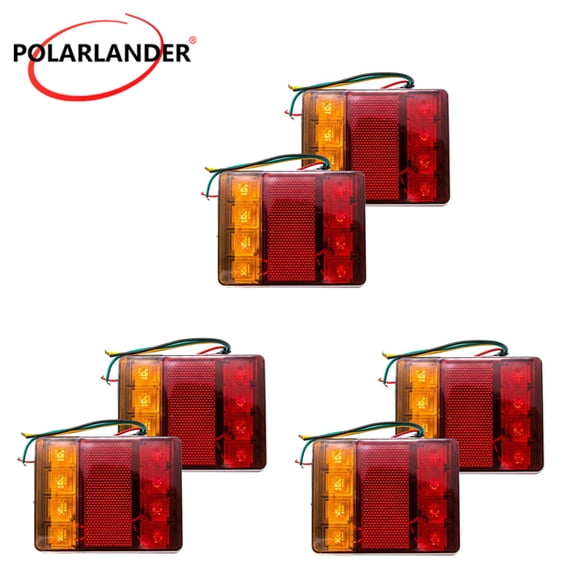 Multi-Function Waterproof Truck Trailer Taillights Brake Indicator Reverse Warning Lights 6 Pack 8 LED 12V