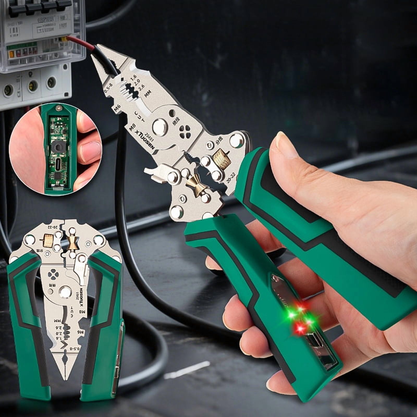 Computer Wire Cutter Tool Multi - Function Wire Stripper Pliers, Folding Electrical Wire Cutting ...