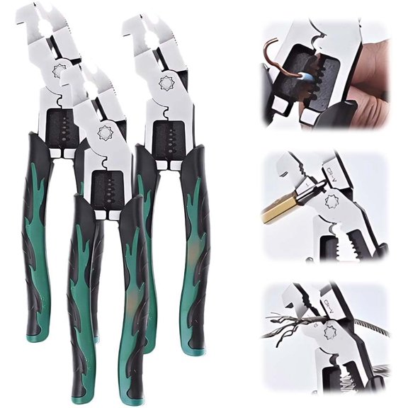 Multi-Function Wire Stripping Pliers, 2026 New 7 in 1 Super Easy Multi-function Wire Stripper Pliers Tools,Professional Wire Stripper Electrical Pliers for Cutting Pulling Scraping (2 PCS, Cr_V)