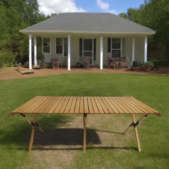 Multi-Function Wooden Foldable Portable Patio Dining Table, Natural Indoor and outdoor universal ,Natural