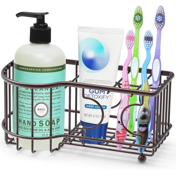 Multi-Functional 6 Slots Toothbrush Holder, Bronze