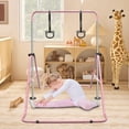 thumbnail image 1 of Multi-Functional Adjustable Height Gymnastic Horizontal Bar,Expandable Gymnastics Bars with Gymnastic Rings, Foldable Steel Structure Training Bar for All Teenagers,Pink, 1 of 7