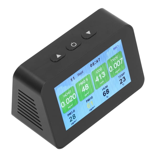 Multi Functional Air Quality Monitor 4.3 inches / 10.9 cm LCD Display Carbon Dioxide CO2 PM2.5 PM1.0 PM10 Temperature Humidity Tester Rechargeable Battery for Business Industrial Lab