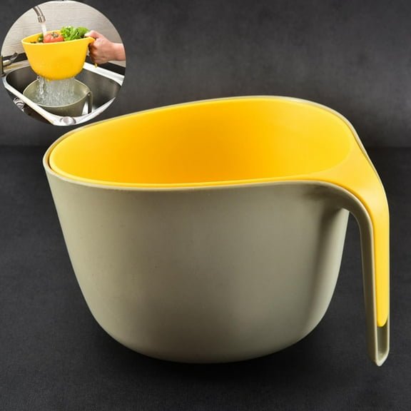 Multi Functional Basket, Fruit Vegetable Washing Bowl with Strainer, Kitchen Sink Colander, Food Catcher Drainer, Filter Container for Cleaning Produce