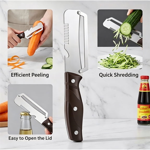 Multi Functional Bottle Opener Peeler Grater 3 In 1 Kitchen Tool Ergonomic Grip Easy Clean Compact Design, Time Saving Food Prep Efficient Cutting, for Home Kitchen Camping Picnic