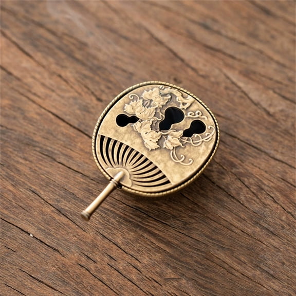Multi-Functional Bronze Gourd Fan incense Burner, incense Holder for Sticks, Cone incense Burner, Diffuser for Home, Table decor for Living Room, Boho Living Room decor, Spiritual