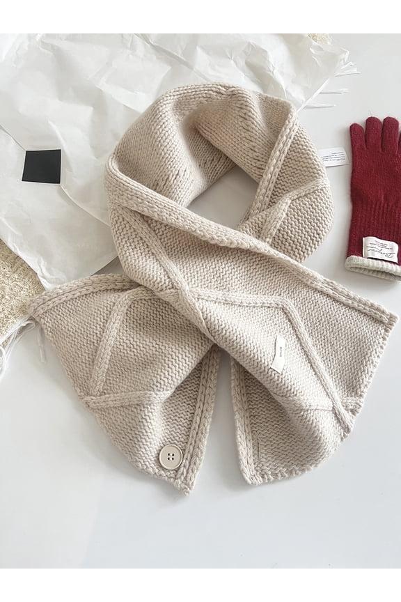 100% Australian Wool Convertible Scarf - Button Wrap & Shawl 2-in-1, Winter Warm Fashion Unisex Neck Warmer,115*26,Oatmeal Beige