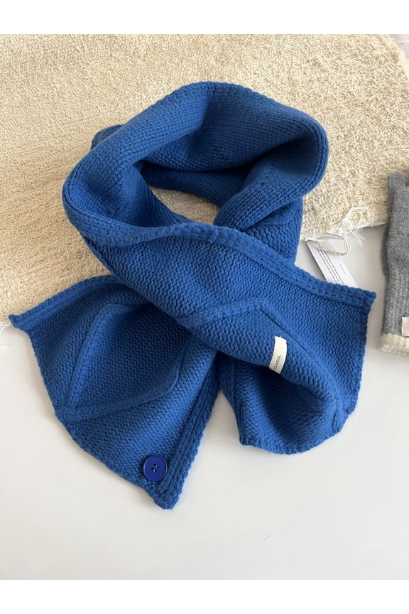 Multi-Functional Button Scarf & Snood - 100% Pure Wool Double-Sided Diamond Jacquard