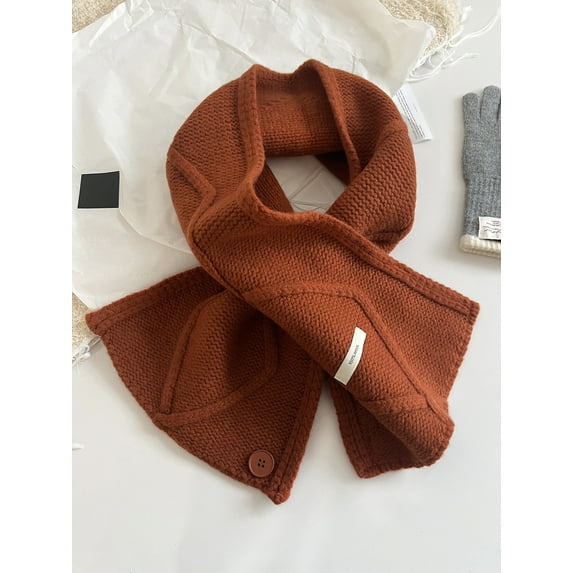 100% Australian Wool Convertible Scarf - Button Wrap & Shawl 2-in-1, Winter Warm Fashion Unisex Neck Warmer,115*26,Vintage Orange