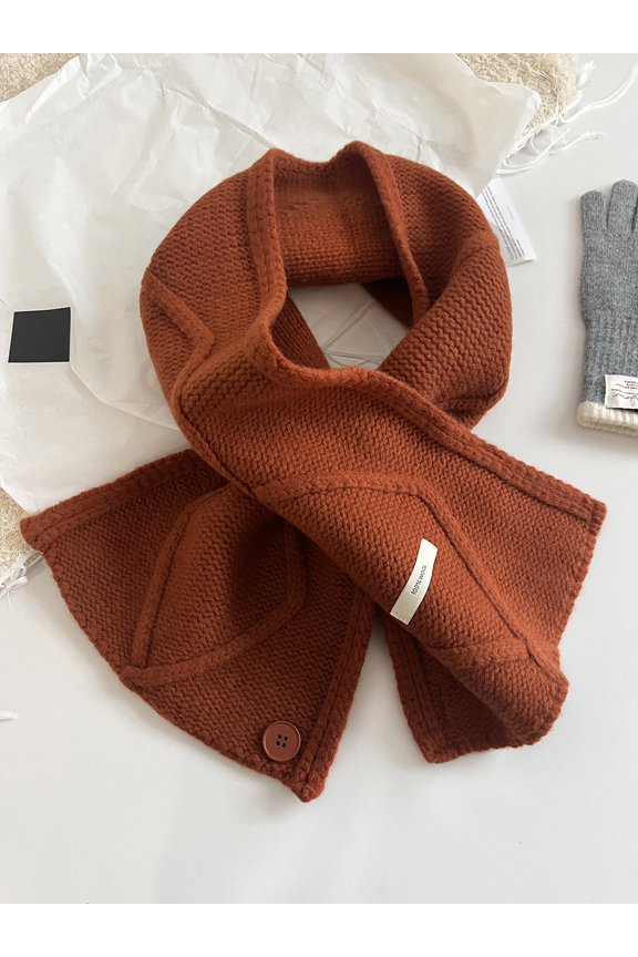 100% Australian Wool Convertible Scarf - Button Wrap & Shawl 2-in-1, Winter Warm Fashion Unisex Neck Warmer,115*26,Vintage Orange
