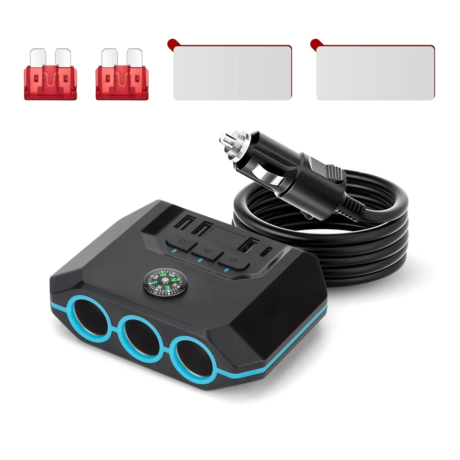 Multi-Functional Car Cigarette Lighter Splitter 4 USB Ports LED Voltmeter,  Voltage Protection for Transport Trucks RVs