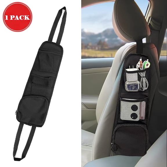 Multi-Functional Car Seat Storage Hanging Bag, Multi-Pocket Mesh Side Organizer, Vehicle Storage Holder for Daily Small Items Fits Cars, SUV & Truck