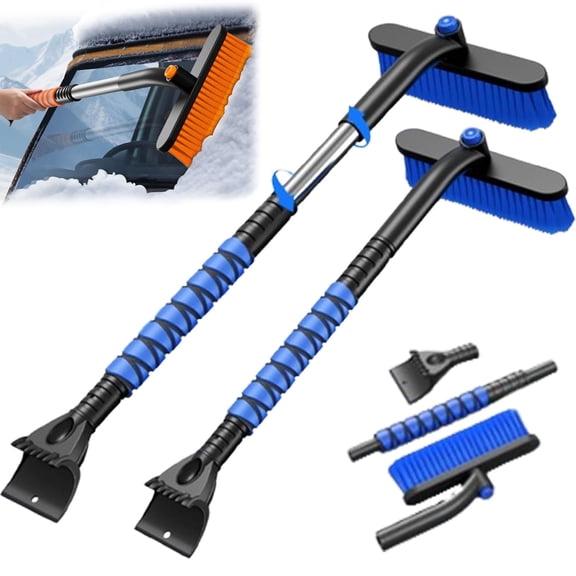 Multi-Functional Car Snow & Ice Removal Tool, 2026 Upgrade Extendable 3-in-1 Car Snow Brush and Ice Scraper, for Snow Removal from Car and Truck Windshields (Blue*A)