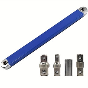 Offset Extension Wrench, 15.4-Inch Carbon Steel Zero-Offset Ratchet Tool, 53 ft-lb Max Torque with 3 Socket Adapters