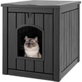 thumbnail image 1 of Cat Litter Box Enclosure, Hidden Litter Box with Openable Front Door, Outdoor Cat House Weatherproof, Side Table, Easy to Clean and Assembly, Dark Black.Product promotion event, 1 of 6