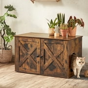 Hidden Cat Litter Box Enclosure Furniture Large Multi-Functional Cat Litter Box Washroom with Removable Divider Brown