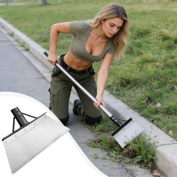 Multi Functional Cleaning Shovel with Long Handle, Flat Head Garden Scraper for Yard Driveway and Outdoor Surface Maintenance, Manual Scraping Tool for Ice Debris and Light Residue Removal