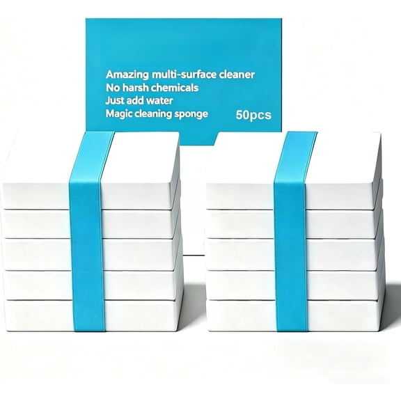 Multi-Functional Cleaning Sponge, Wall Cleaning Sponge, Magic Eraser Sponge, 2.5 Times Stronger Cleaning Power, Suitable for Household Surfaces, Bathroom, Walls, Shoes, 100x60x20mm,50PCS
