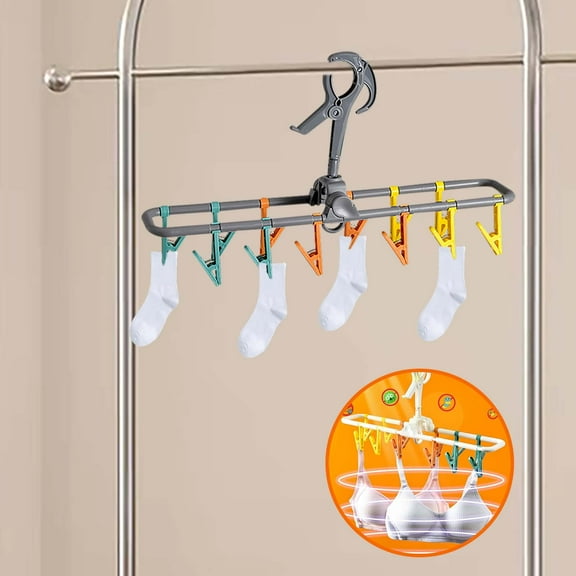 Multi Functional Clothes Hanger Drying Clip, Windproof Sock Clip Travel Foldable Hanger