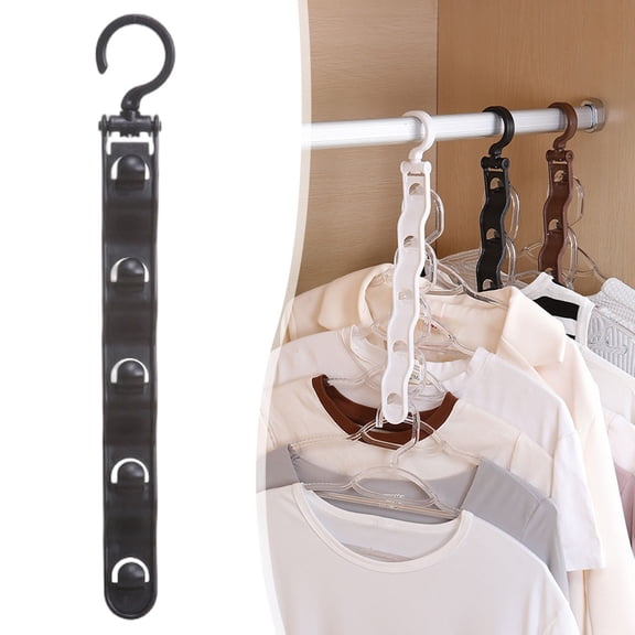 Multi Functional Clothes Hanger Hook, Stackable Closet Organizer Rack, Space Saving Wardrobe Hanger Storage System, Heavy Duty Plastic Hanger Extender for Shirts, Pants, Coats, Bedroom, Black