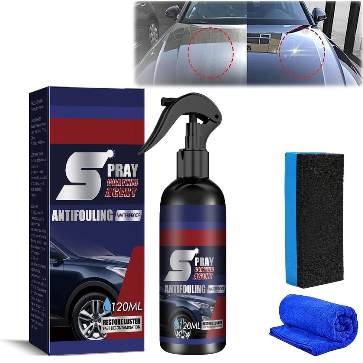 3 In 1 Hydrophobic Cleaner Multi-Functional Coating Renewal Agent Car  Coating Agent Spray High Protection Quick Coating Spray