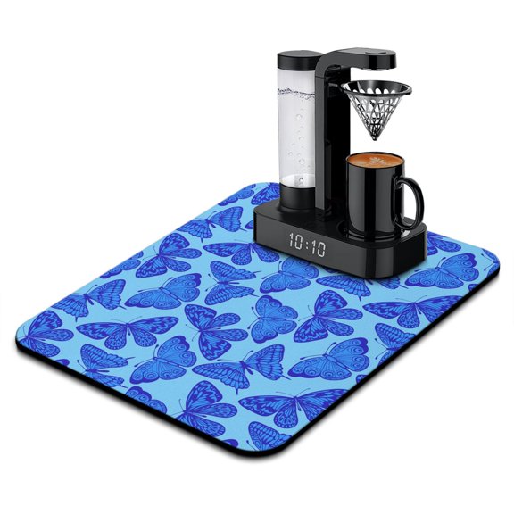 Multi-Functional Coffee Bar Mat Butterfly & Abstract Art 4-Layer Absorbent & Non-Slip