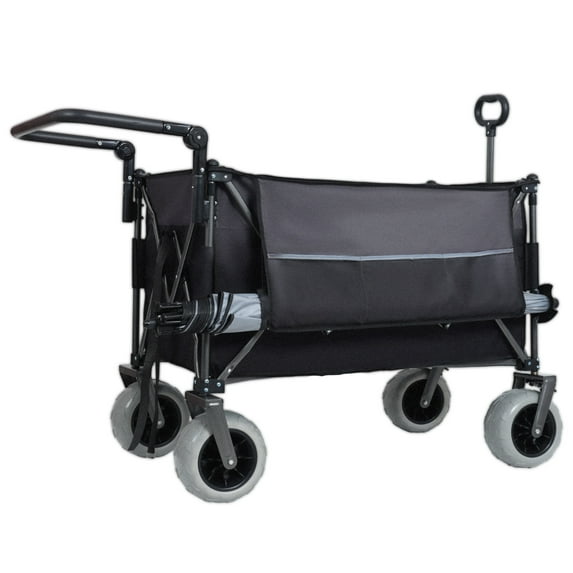 Multi-Functional Collapsible Cart with Rotating Handle, SHINPT Heavy Duty Utility Cart with 360° All-Terrain Wheels, Foldable Shopping Cart for Transport, Groceries, Outdoor, Trolley Cart with Brakes