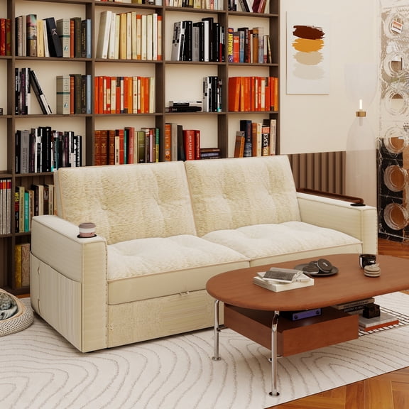 Multi-Functional Convertible Sofa Bed 2-in-1 Multi-Functional Sofa Bed (for Sitting & Sleeping), made of modern corduroy fabric, suitable for living rooms, bedrooms, apartments and small spaces