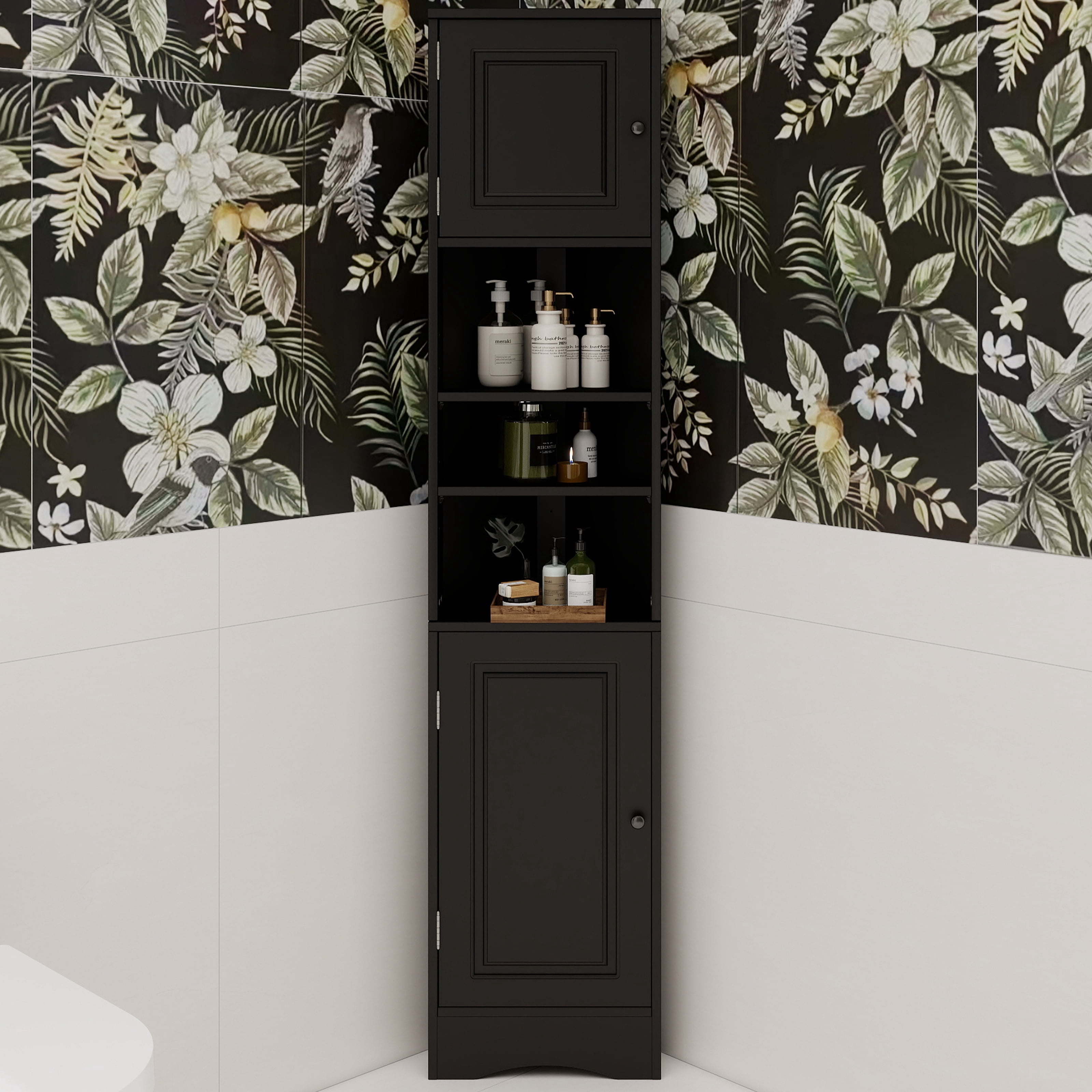 Ktaxon Bathroom Floor Cabinet 1 Door & Flip - down Door Drawer