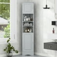 thumbnail image 1 of Multi-Functional Corner Cabinet Tall Bathroom Storage Cabinet with Two Doors and Adjustable Shelves, Open Shelf, Grey, 1 of 6