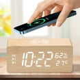 thumbnail image 1 of Multi Functional Creative Wooden Clock, LED Wooden Charging Alarm Clock,12/24H Time Display,Temperature Display, Dual Alarms for Home/Office/Bedroom, 1 of 5