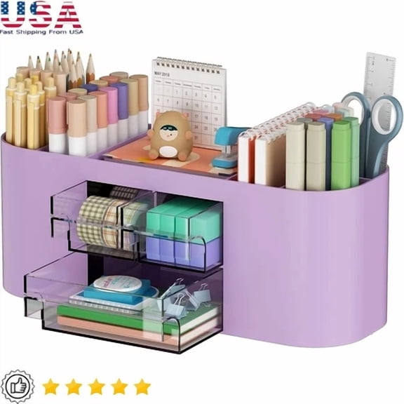 Multi-Functional Desk Organizer W/ 3 Drawers & 7 Compartments Office Supplies Us