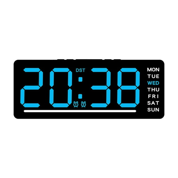 Multi-Functional Digital Alarm Clock LED Display with Date, Temperature, Time, Dual Power Options, Adjustable Brightness for Bedroom, Office, 6.1-inch