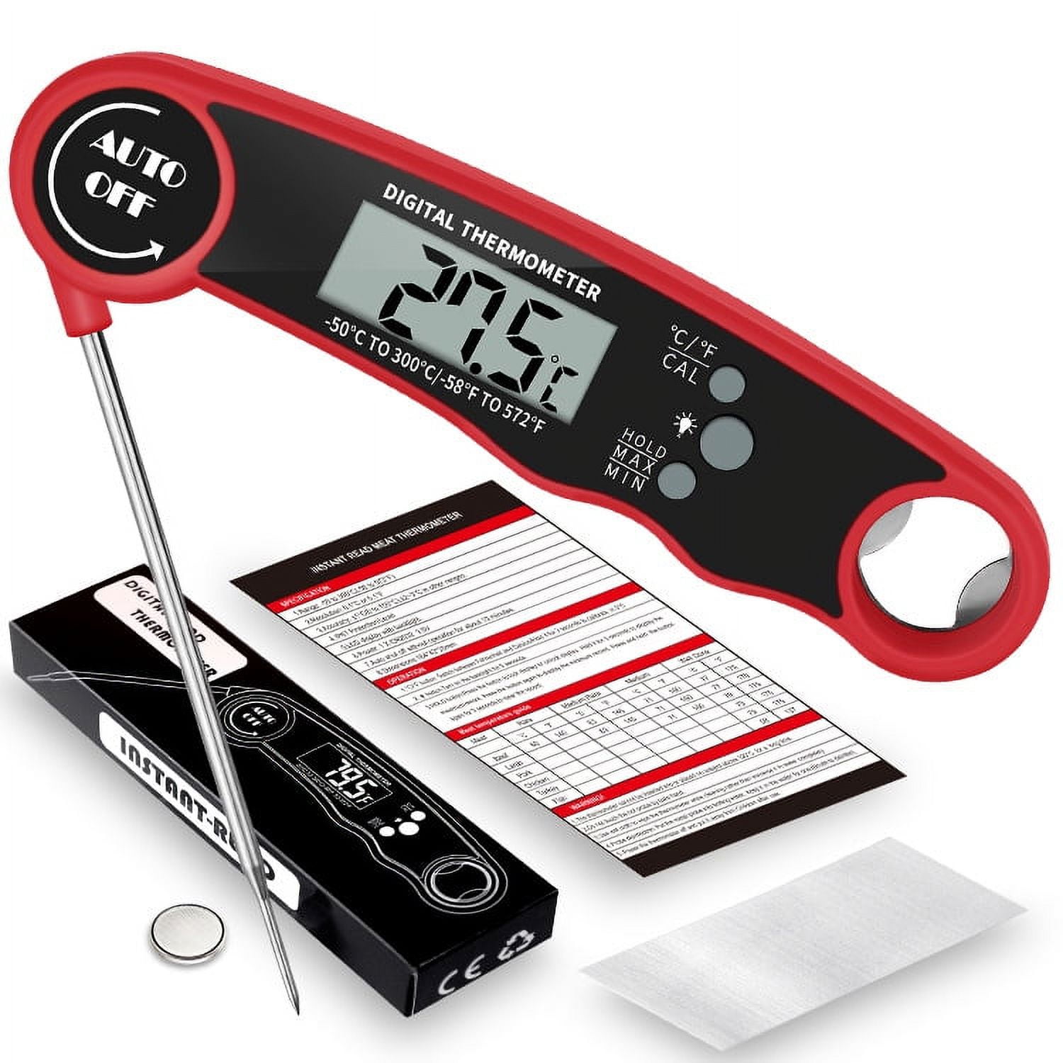 Tel-Tru BQ300R Barbecue Cooker and Smoker Thermometer, 3 inch Anti-Parallax Aluminum Dial with Calibration Reset, 2.5 Stem, 50/550 Degrees F