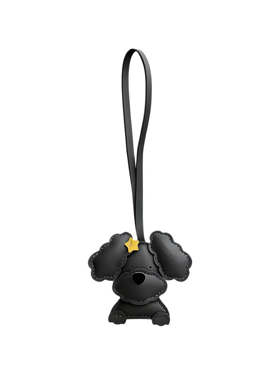 Lovely Shaped Keychain Curly Dog Charm PU Leather Soft Touch For Decorative Purposes Lightweight