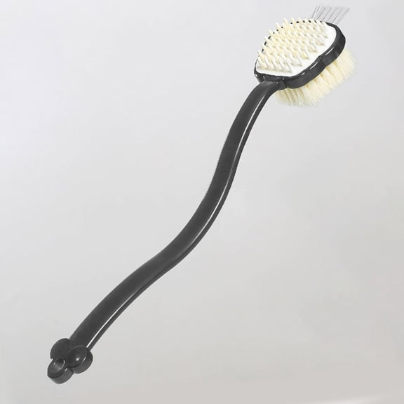 Multi-Functional Double-Sided Shower Brush with Long Handle, Soft Bristles Back Scrubber Hair Washing Massage Tool, Ergonomic Grip for Bath Exfoliation, Hygienic Storage