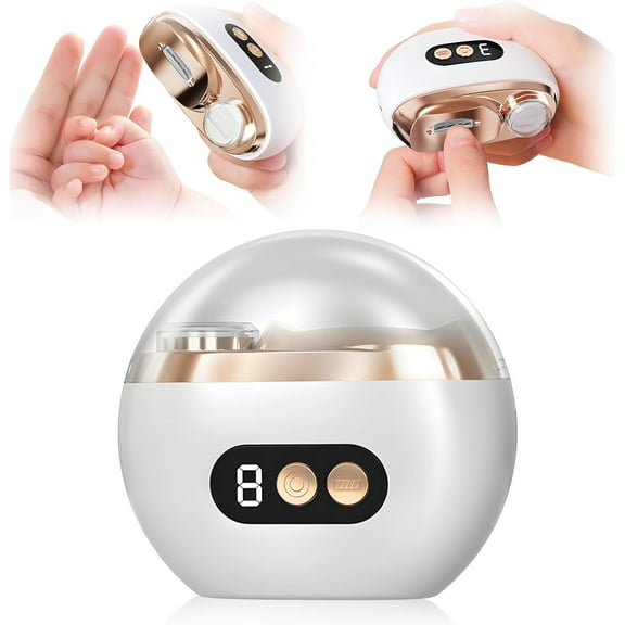 Multi-Functional Electric Nail Clippers, Upgraded 3 in 1 Electric Toenail Clippers for Seniors with 3 Speed Levels, Polishing Automatic Fingernail Clippers with Light for Men/Seniors/Adult (White)DSF
