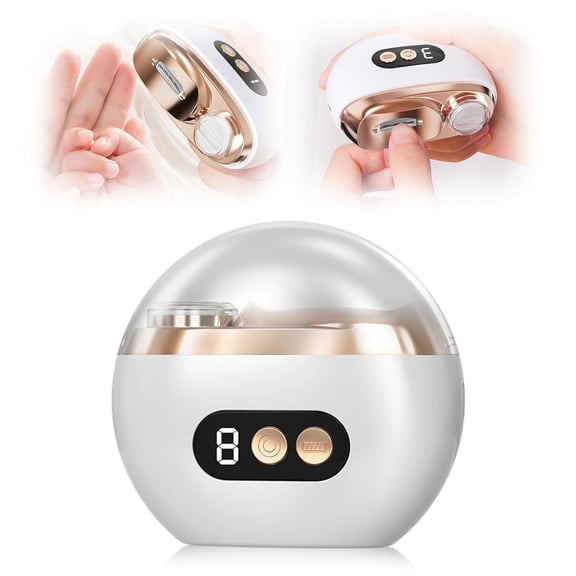 Multi-Functional Electric Nail Trimmer, 3 Speed USB Cordless Automatic Clippers with LED Light for Home Travel Manicure Pedicure (White)