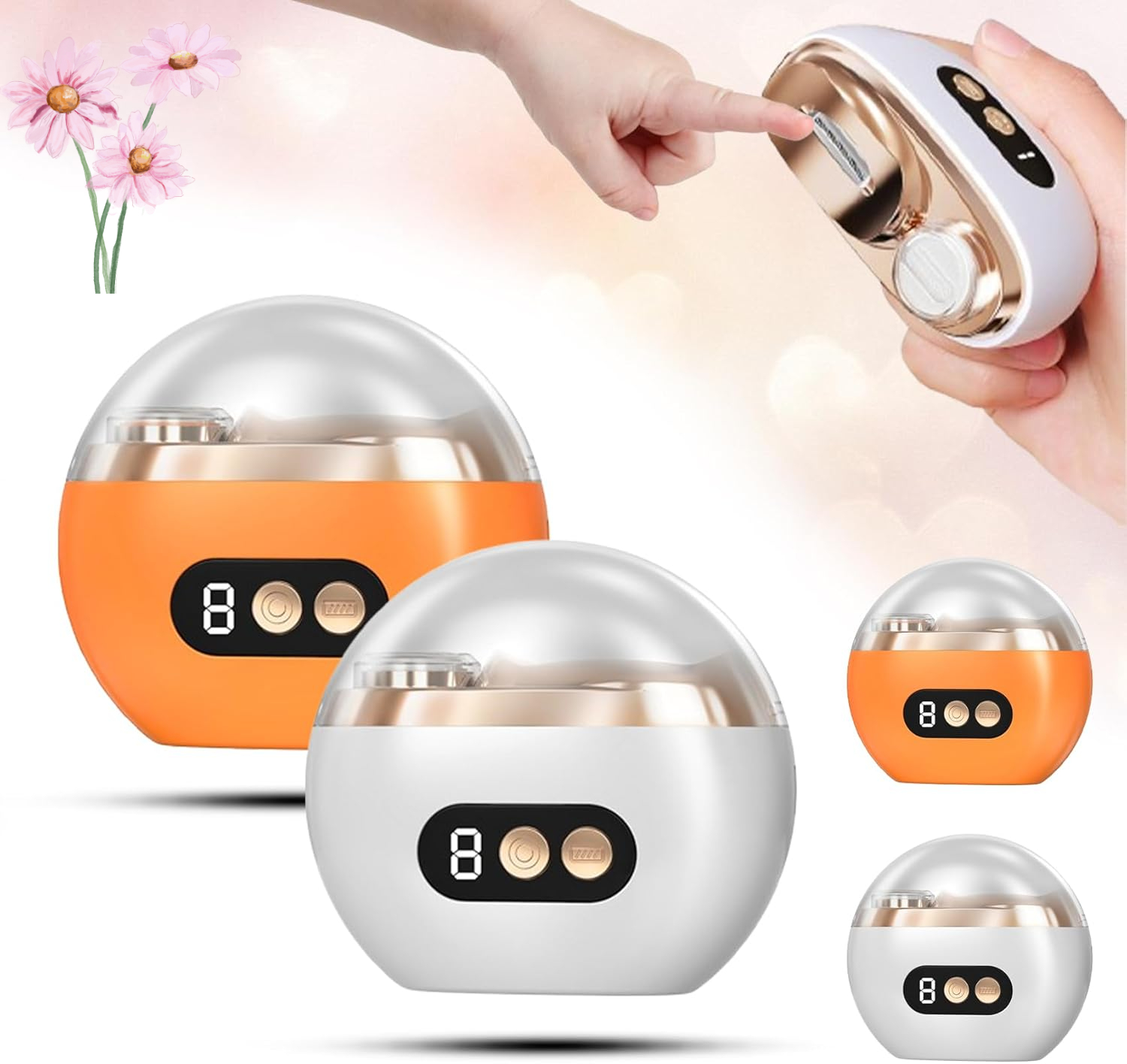 Multi-Functional Electric Nail Trimmer, 3 in 1 Automatic Electric Nail Clipper, Baby Nail Trimmer, with LED Light & Nails Scraps Storage (MIX-2PCS)