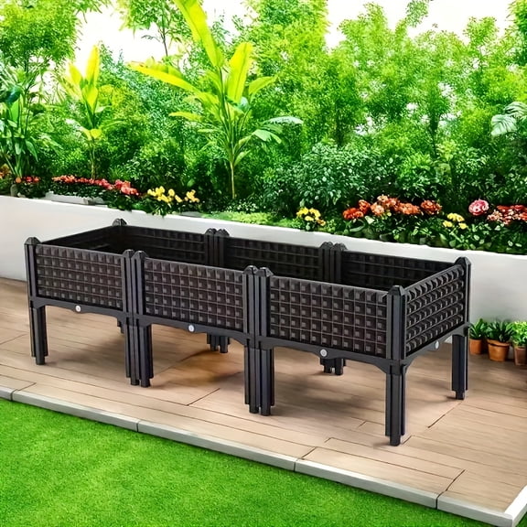 Multi-Functional Elevated Double-Layer Flowerpot Detachable Legs Plastic Planter for Vegetables Herbs Flowers Indoor Outdoor Garden Patio Terrace Use