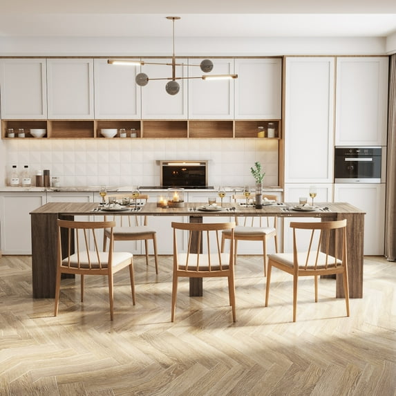 Multi-Functional Extendable Dining Table,Wood Extending Console Table Sofa Table with 20" to 118.5" Spacious Tabletop,Entryway Cupboard Extra Long Sideboard with Strong Legs,Chair Not Include