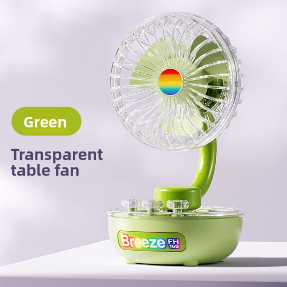 Multi-Functional Family Wellness Handheld Fan, Rechargeable Personal Cooler for Kids and Adults, Smart Wearable Fan with Rainbow Core and LED Night Light