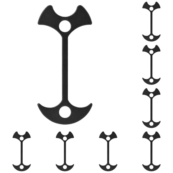 Multi-Functional Fishbone Shaped Tent Stakes, Extendable Ground Anchors with Rope Buckle, No-Drill Aluminum Canopy Nails for Decks, Platforms, and Balconies, Windproof Camping Pegs,Black 10 Pcs