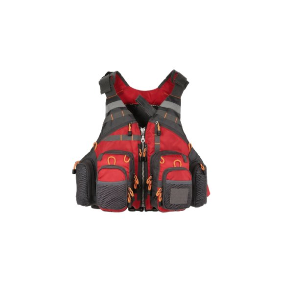 Multi-Functional Fishing Life Jacket with Removable Buoyancy Material, Multi-Pocket Travel-friendly Vest for Boat and Sea Fishing, Red