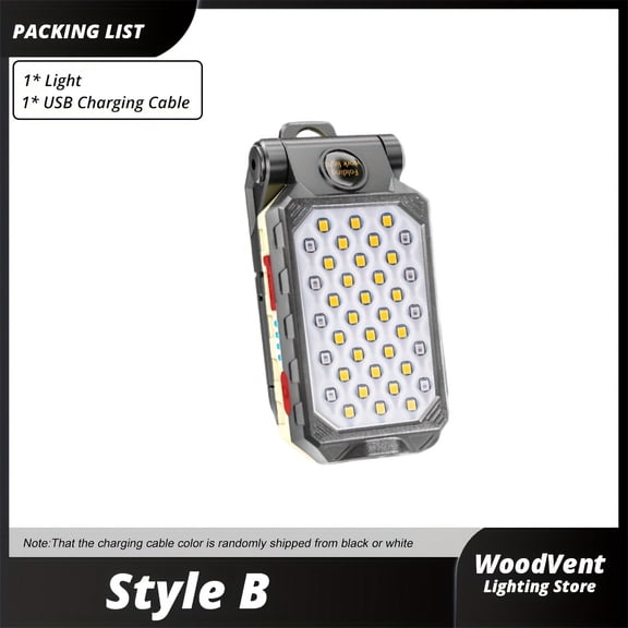 Multi-Functional Flashlight with LED And COB Technology, Rechargeable Via USB, Portable Torch Featuring a Long-Range LED Beam at The Base, Equipped with Red/Blue Strobe And Flashing Modes